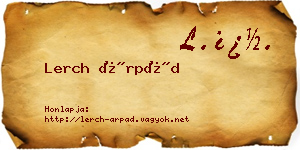 Lerch Árpád névjegykártya